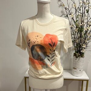 Abstract Print Cream T-Shirt